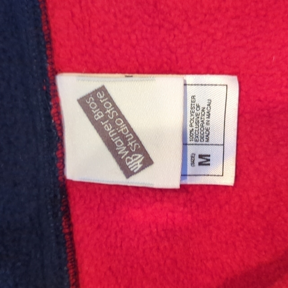 2000's Y2K Looney Tunes Vintage Warner Bros Studio Store Qtr Zip Fleece Red - Picture 10 of 13